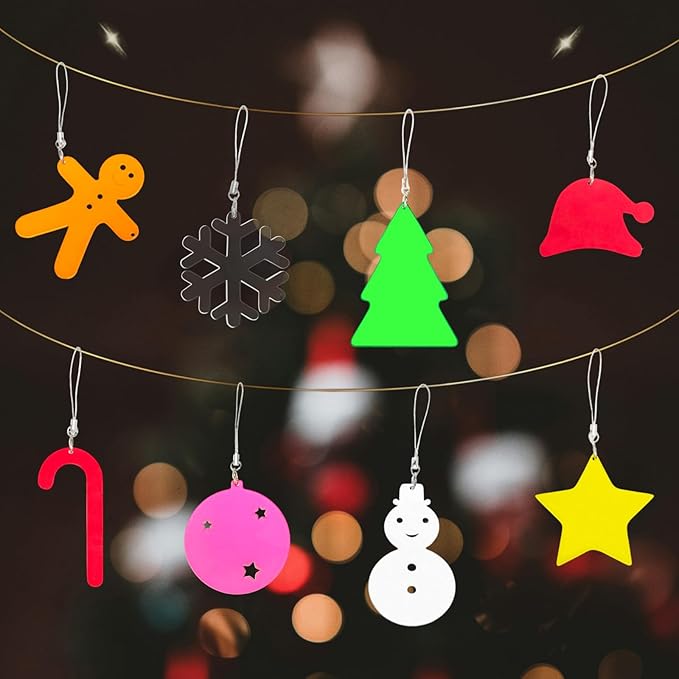 24Pcs 2026 Christmas Ornaments Decorations, Trends Acrylic Christmas Pendants for Tree, Include Snowflake/Candy Cane/Santa Hat/Gingerbread Man/Star/Round Ball/Snowman/Tree
