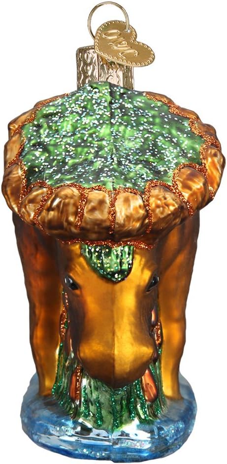Old World Christmas Munching Moose Glass Blown Ornament for Christmas Tree, Handcrafted Holiday Decoration, Wildlife Animal Collection