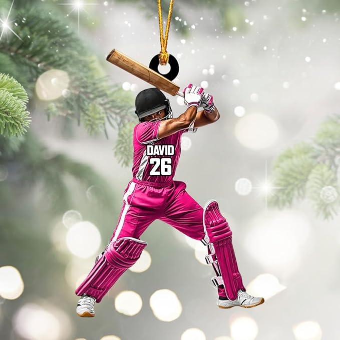 Personalized Cricket Ornament, Custom 2D Acrylic Design for Player or Team, Sports Ornament for Clubs, Fans, and Coaches, Christmas Tree Decoration Keepsake/4
