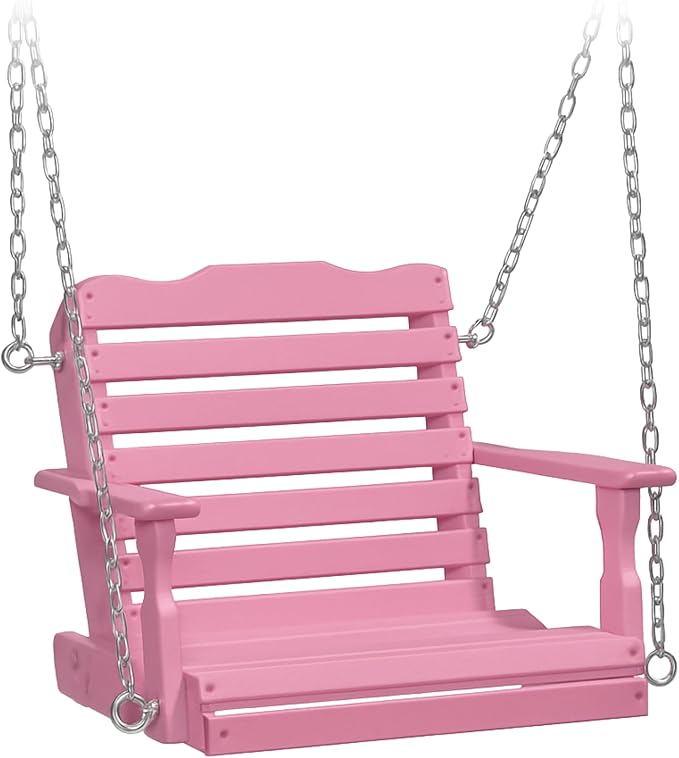 DutchCrafters Poly Kids Swing Seat, Outdoor Swing for Kids Ages 2-6, Toddler Swings for Swingset Accessories Outdoor Playground Swings, Recycled HDPE Plastic - Amish Made in USA (Pink)