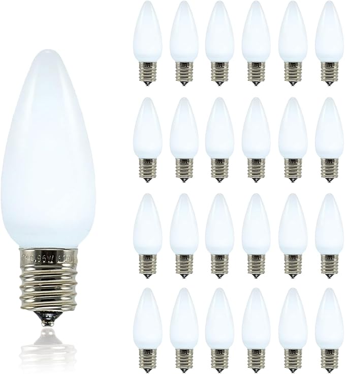 Pro Christmas SMD C9 LED Retrofit Bulb - Pro Pack of 25 Bulbs - Dimmable Energy Efficient Outdoor Waterproof Lighting for Holiday Decor, Christmas Trees - Frosted Smooth - Cool White