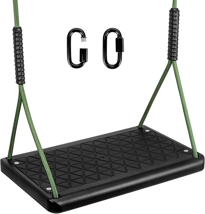 Heavy Duty Swing Seat, Non Slip Tree Swing Set with Adjustable Rope, Playground Swing Set Accessories for Kid Indoor Outdoor Backyard (Black)