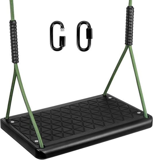 Heavy Duty Swing Seat, Non Slip Tree Swing Set with Adjustable Rope, Playground Swing Set Accessories for Kid Indoor Outdoor Backyard (Black)