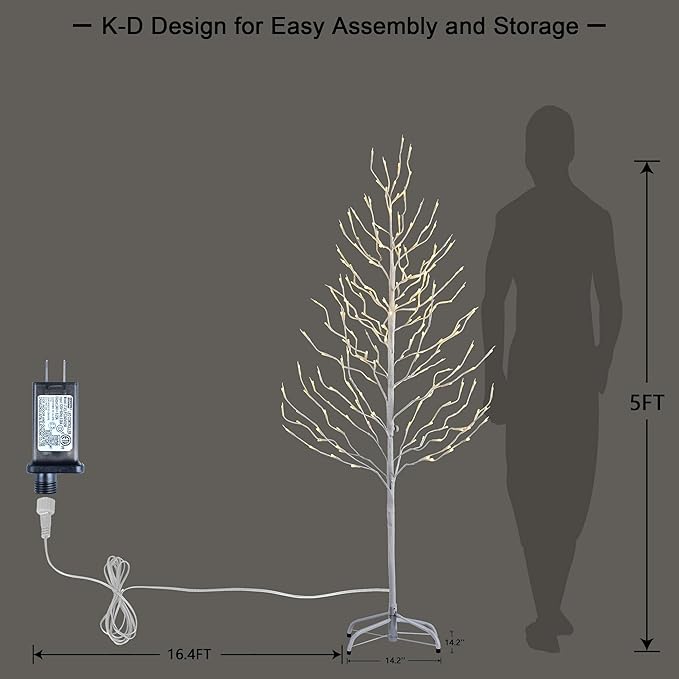 LIGHTSHARE 5FT 200L Lighted Star Light,Warm White Lighted Tree Decoration Light,Home/Festival/Party/Christmas,Indoor and Outdoor Use
