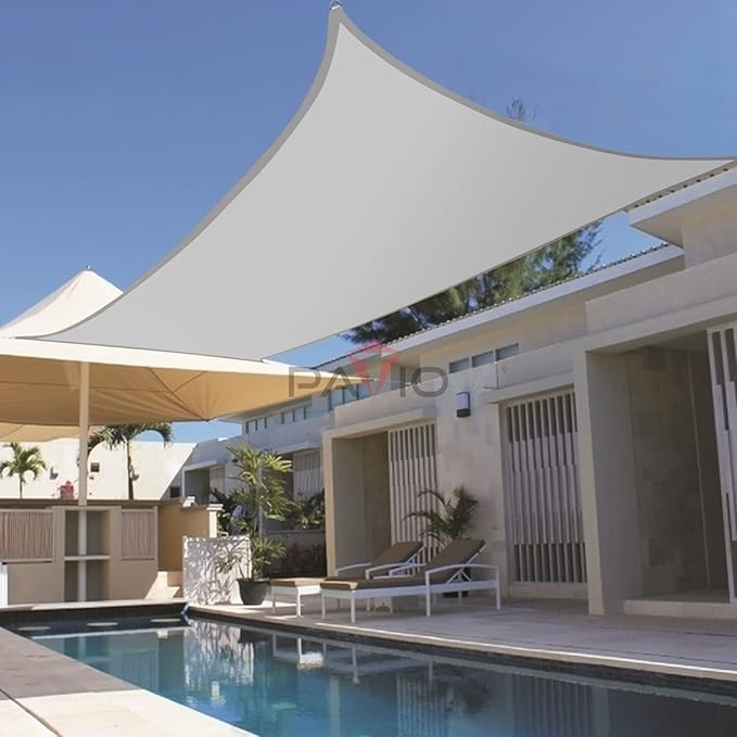 Patio Paradise 8' x 11' Sun Shade Sail Waterproof Gray Rectangle Shade Canopy UV Block Tarp Cloth Outdoor Patio Cover for Garden Backyard Deck Awning
