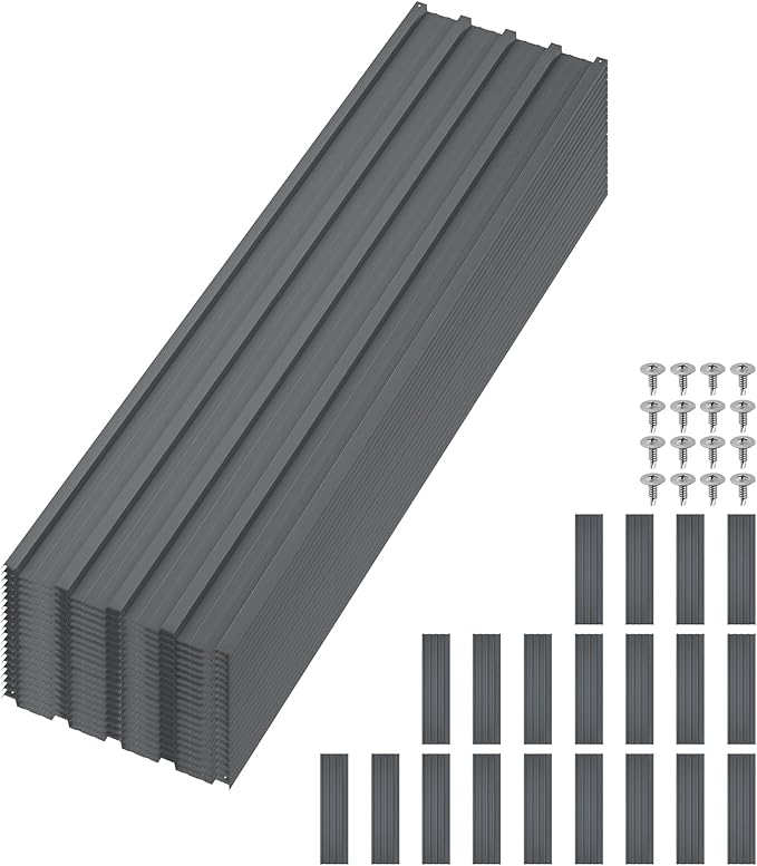 20Pcs Metal Roofing Panels for Carport, Heavy Duty Metal Carport Kits, Galvanized Steel Corrugated Panels, for Patio Outdoor Garden, 73.2 in x 16.77 in