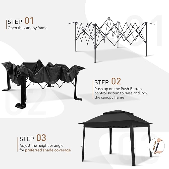 COOS BAY 11x11 Pop Up Gazebo with Mesh Netting, Instant Outdoor Canopy Tent, Water Resistant Shelter with UPF 50+ UV Protection, 121 Sq Ft Coverage, Black