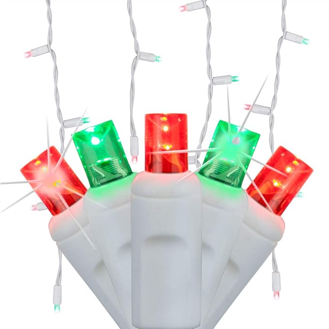 Wintergreen Lighting SoftTwinkle 70 Red/Green Pulsing Twinkle LED Icicle Christmas Lights, 7.5 ft White Wire Indoor/Outdoor Commercial Grade Holiday & Christmas Roof Lighting