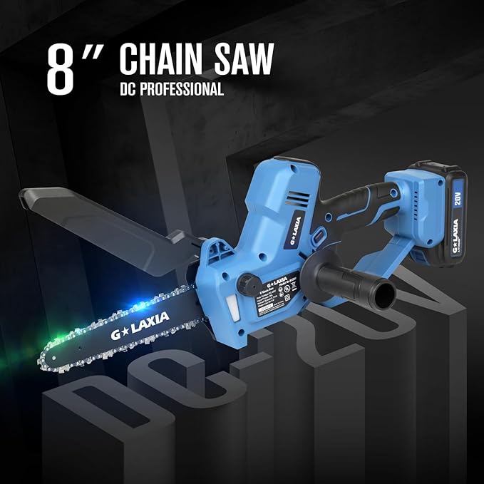 Battery Chainsaw 8 Inch with 2 batteries, Handheld Chain Saw Pruning Shears Chainsaw for Tree Branches, Courtyard