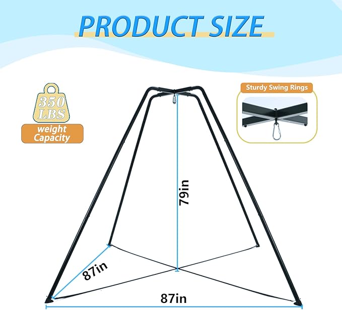 Swing Stand for Kids, 600LBS Heavy Duty Metal Swing Frame for Backyard Indoor, Anti-Rust and All Weather Resistance, Saucer Swing NOT Included (Sensory Swing with Black Stand)