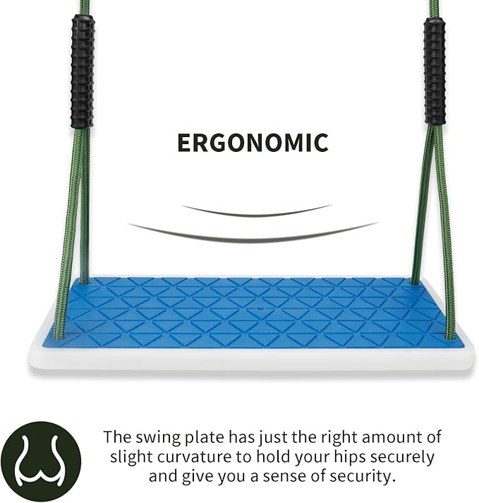 Heavy Duty Swing Seat Non-Slip with Tree Rope Adjustable Swing Set Accessories Replacement for Kids Outdoor Backyard Playground Jungle Gym(Blue)