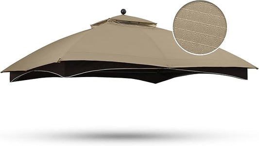 ABCCANOPY Riplock Gazebo Replacement Canopy Top for Lowe's Allen Roth #GF-12S004B-1, Khaki