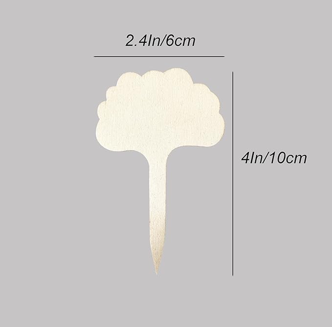 100 Pcs Wood Plant Labels, Natural Wooden Plant Marker Garden Sign Tags, Cloud Type Garden Markers for Succulents, Herbs, Seedlings, Potted, Flowers, Vegetables (Cloud)