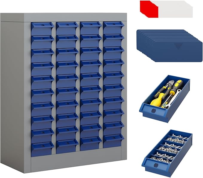 40 Drawers Parts Cabinet Chest, Bolts Nuts Metal Tool Storage for Hardware Organization Home Garage Workshop Hardware Store Office Supplies, Grey