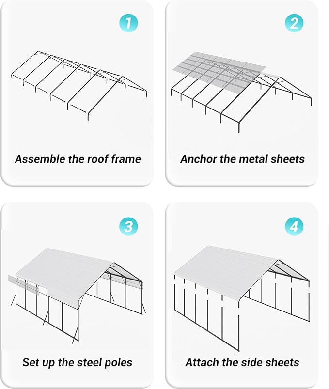 13x26x10 FT Metal Carport with Reinforced Frame, Galvanized Steel Roof & Enhanced Base Heavy Duty Car Ports for All-Weather Car Garage Shelter for Car, Truck, Pickup, SUV, Tractor, and Boat