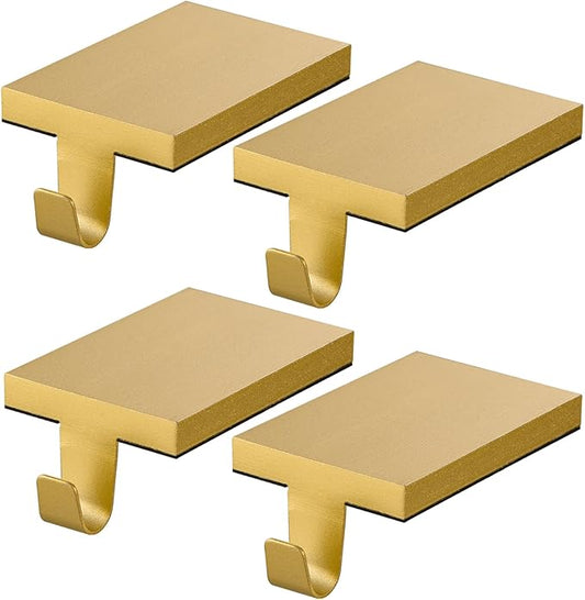 4 Pcs Christmas Stocking Holders Hanging Hooks Heavy Duty Mantel Stocking Holder Bases Weighted Metal Stocking Hangers for Shelf Fireplace Stair Xmas Party Decor (4, Gold)