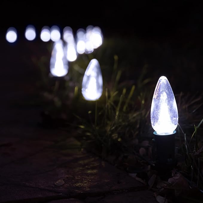 Holiday Lighting Outlet Smooth C9 Christmas Lights | Green LED Bulbs for Indoor & Outdoor Christmas Decor | Set of 25