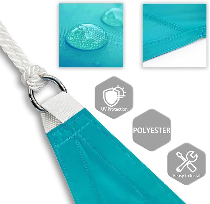 Patio Paradise 8' x 22' Sun Shade Sail Waterproof Turquoise Rectangle Shade Canopy UV Block Tarp Cloth Outdoor Patio Cover for Garden Backyard Deck Awning