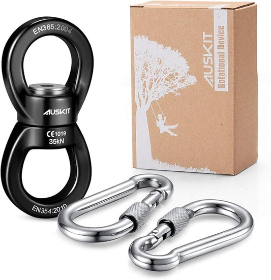 Black Swing Swivel, 35 KN Safest Rotational Device Hanging Accessory