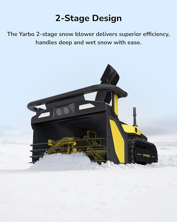 YARBO Snow Blower Robot, 24/7 Autonomous 2-Stage Robotic Snowblower Cordless with Modular Design, 6-40ft Throwing Distance, 12" Cleaning Height, Auto-Mapping, AI Vision & RTK GPS for Navigation