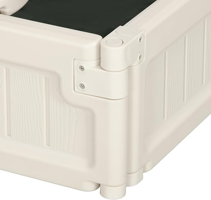 Outsunny Kids Outdoor Sandbox with Cover Garden Bed Sand Pit, Easy Assembly Children's Square Sandbox for Backyard, Cream White, 48.5 x 48.5 x 8.25
