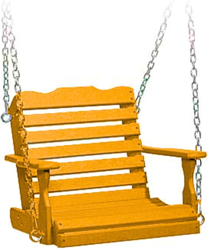 DutchCrafters Poly Kids Swing Seat, Outdoor Swing for Kids Ages 2-6, Toddler Swings for Swingset Accessories Outdoor Playground Swings, Recycled HDPE Plastic - Amish Made in USA (Orange)