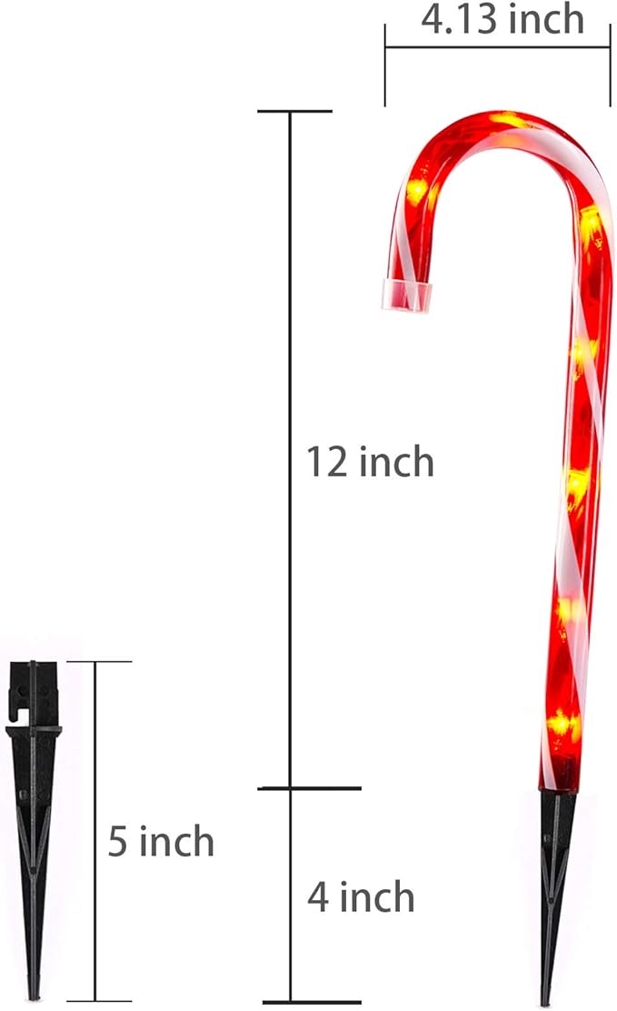 Christmas Candy Cane Lights, 12inch Set of 5 Candy Canes Christmas Pathway Lights Outdoor-TIGOMOOV Candy Cane Christmas Decorations Outdoor for Holidays Lighting up Sidewalk,Yard,