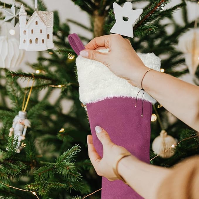 Christmas Stockings 6Pack 20 Inches Big Xmas Stocking for Family Holiday Decorations and Xmas Tree Fireplace Decor Merry Christmas(6, Pink-Large)