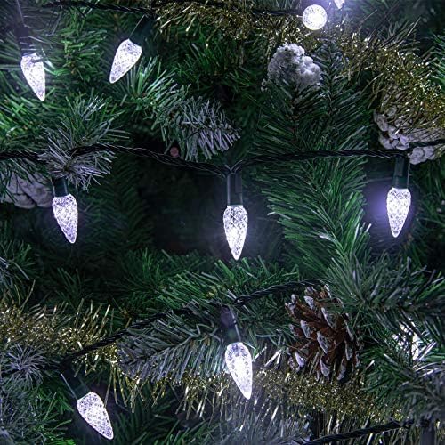 AWQ 300LED 108 FT C6 Christmas String Lights Plug in Fairy Twinkle String Lights 8 Modes Timer Function Waterproof Extendable for Indoor Outdoor Wedding Party Christmas Decoration (300, White)