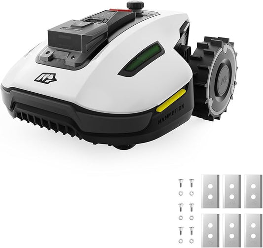 YUKA Mini 500 Robotic Lawn Mower with Replacement Blades for 0.12 Acre, Max. 0.25 Acre, Ultrasense AI Vision+ RTK Positioning, Auto Mapping, App Control, 50% Slope, 15 Mowing Zones Management