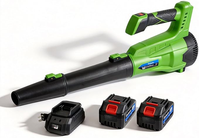 Electric Leaf Blower Cordless, 690 CFM/190 MPH Brushless Motor with 6-Speed Modes, 690 CFM Battery Leaf Blower with 2 X 2.0Ah Batteries & Charger, Lightweight, Battery Powered