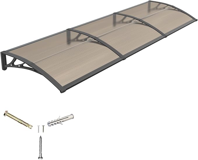 Awning for Door Entrance,32x120 inches Window Awnings for Doors Canopy Polycarbonate Cover Patio Door Awning UV Rain Snow Sunlight Protection Hollow Shee