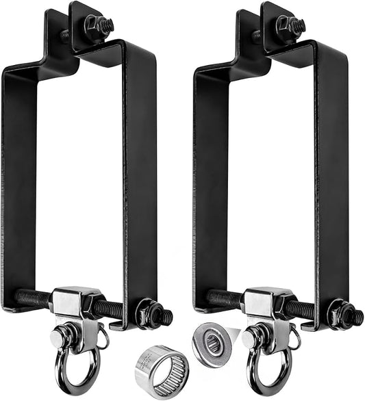 Heavy Duty Swing Hangers with 180¡Æ Snap Hooks Metal Swingset Accessories Swing Set Brackets Hardware Swingset Attachments Wooden Sets Playground Porch Outdoor Indoor (Black of 2Pcs)