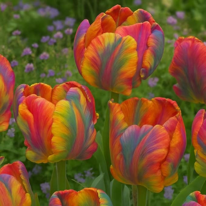 Rainbows Parrot Tulip Bulbs for Planting - Huge Bulbs for Huge Flowers, Grow Huge Rainbow Tulips (10 Bulbs)