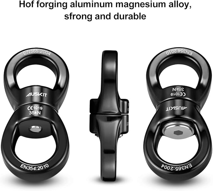 Black Swing Swivel, 35 KN Safest Rotational Device Hanging Accessory