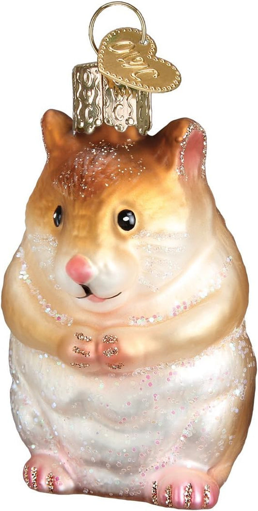 Old World Christmas Hamster Glass Blown Ornament for Christmas Tree, Handcrafted Holiday Decoration, Pet Collection