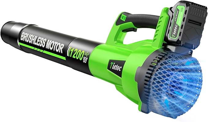Leaf Blower Cordless with 2¡¿5.0Ah Battery and Fast Charger,1200W Handheld Blower for Lawn Care,6 Speed Powerful Electric Leaf Blower for Snow Removal,Patio,Dust,Car Blowing Water