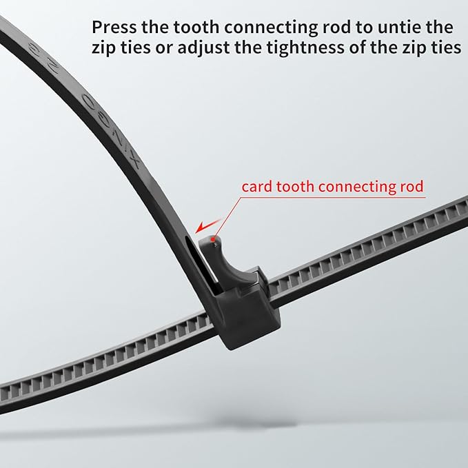 16 Inch Recoverable Reusable Zip Ties, 100PCS Black Zip Ties, Outdoor 120 lb. Small Cable Ties, Small Releasable Plastic Ties, Removable Wire Ties for Wire Management Outdoor Patio