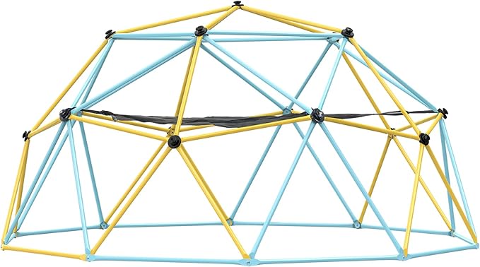 VEVOR Climbing Dome, 10FT Jungle Gym with Hammock and Swing, Geometric Dome Climber Supports 750LBS and Easy Assembly for Kids 3 to 10 Years Old, with Climbing Grip, Outdoor Backyard Play Equipment