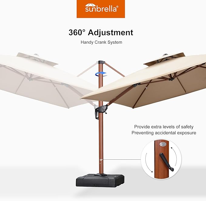 PURPLE LEAF 9' x 12' Double Top Deluxe Rectangle Patio Umbrella - Offset Hanging Cantilever Umbrellas in Heather Beige