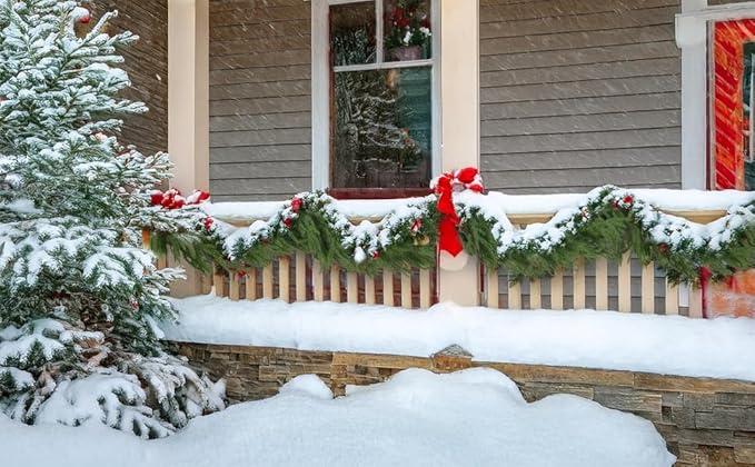 6 FT Christmas Norfolk Pine Garlands, Winter Decor Real Touch Pine Garland, Artificial Greenery Xmas Garland for Holiday, Table, Wall, Fireplace, Mantel, Indoor & Outdoor Decoration (1 Pack, 6 FT)