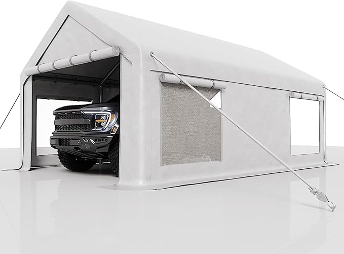 13x25FT Heavy Duty Carport with Removable Walls & Roll-Up Door, All-Weather Portable Garage for Truck, RV, Boat, Vehicle Storage Shelter