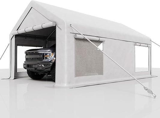 13x25FT Heavy Duty Carport with Removable Walls & Roll-Up Door, All-Weather Portable Garage for Truck, RV, Boat, Vehicle Storage Shelter