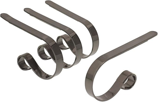 Haute Decor The Original MantleClip - 4 Pack (Brushed Nickel) - Hang Christmas Stockings Safely and Securely from Mantels Up to 3 Inches Thick