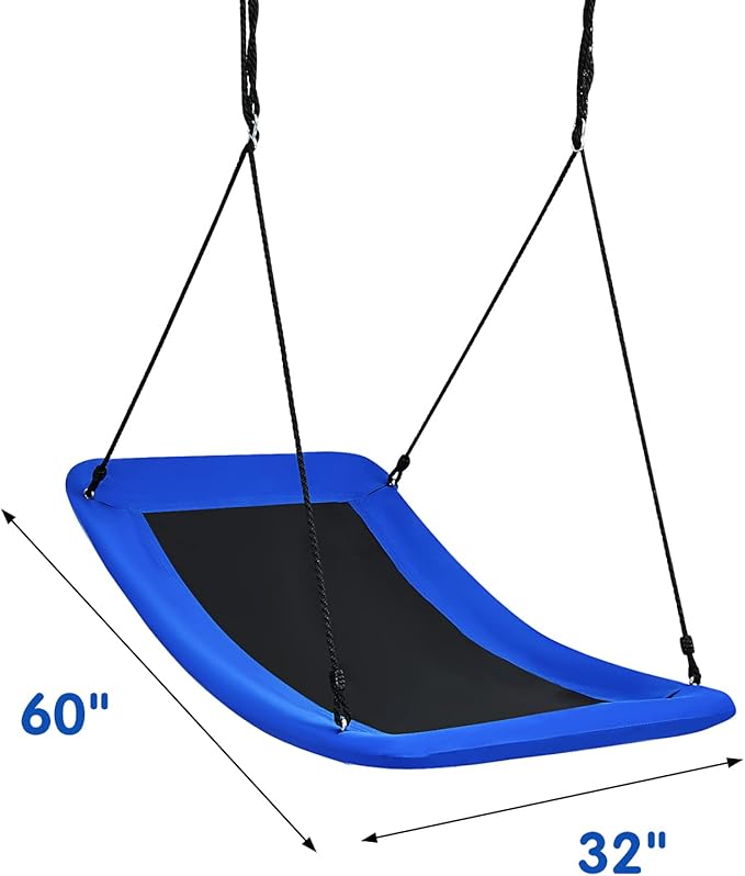 Costzon 700 lbs Giant 60'' Platform Tree Swing for Kids and Adult, Indoor/Outdoor Large Swing with Oxford Fabric, Adjustable Hanging Ropes, Suitable for Park, Playground, Backyard (Blue)
