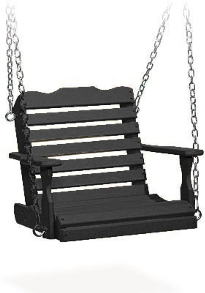 DutchCrafters Poly Kids Swing Seat, Outdoor Swing for Kids Ages 2-6, Toddler Swings for Swingset Accessories Outdoor Playground Swings, Recycled HDPE Plastic - Amish Made in USA (Black)