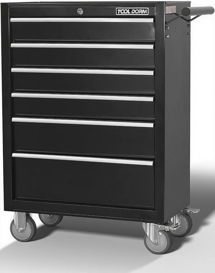 6-Drawer Rolling Tool Chest with Locking Wheels & Drawers, 13 D x 24.2 W x 36.6 H Mobile Tool Storage Cabinet, Heavy-Duty Garage Organizer with Ergonomic Handle