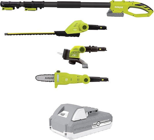 Sun Joe Cordless Lawn Care System, Grass & Hedge Trimmer Combo Power Tool Kit with 8¡± Pole Saw, Batteries & Charger - Heavy-Duty Trimming Machine Set for Lawn, Yard & Gardening Care, IONMAX GTS4002C