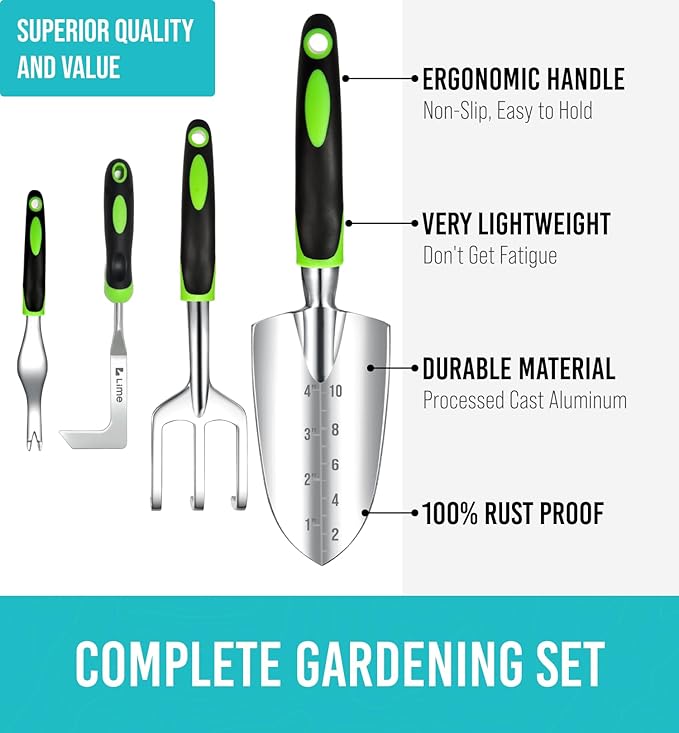 Heavy Duty Gardening Tools with Potting Mat- 24-Piece Gardening Gifts for Women, Men, Mom, Dad - Durable, Ergonomic Garden Tools Set
