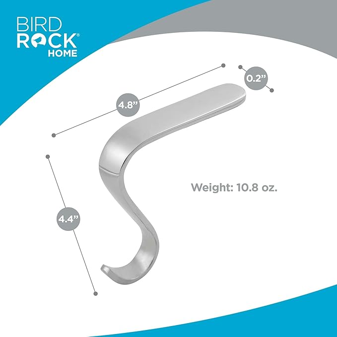 BIRDROCK HOME Christmas Stocking Mantel Hooks - Metal Fireplace Hanger with Non-Slip Pads - Holds Up to 10 lbs - Ideal for Hanging Stockings, Garland & Holiday Decor - 4 Pack, Scroll Design (Silver)